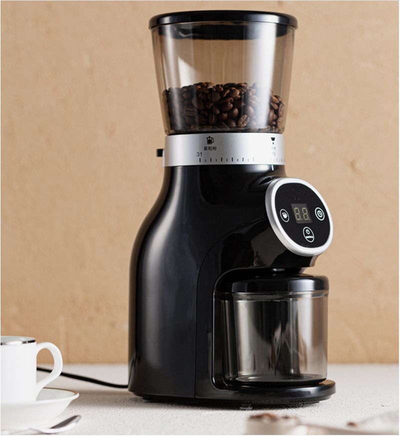 亚马逊新品电动咖啡豆研磨机可调粗细意式锥磨咖啡磨豆机家用