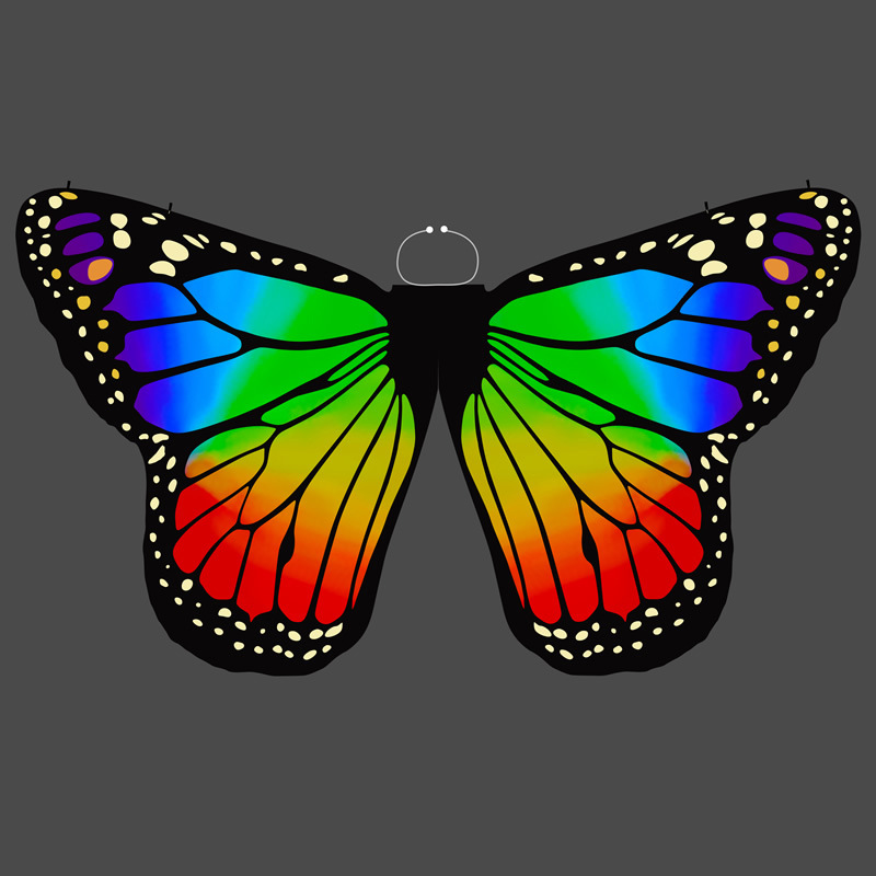 儿童手翅彩虹蝴蝶 翅膀舞翅彩色蝴蝶道具 肚皮舞蝴蝶翅膀