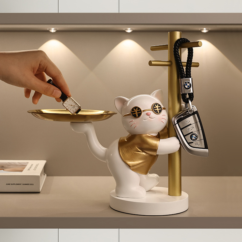 Lucky Cat Hallway Key Ornaments Gathering Home Living Room Modern Light Luxury Wine Cabinet Decoration Moving into the New House