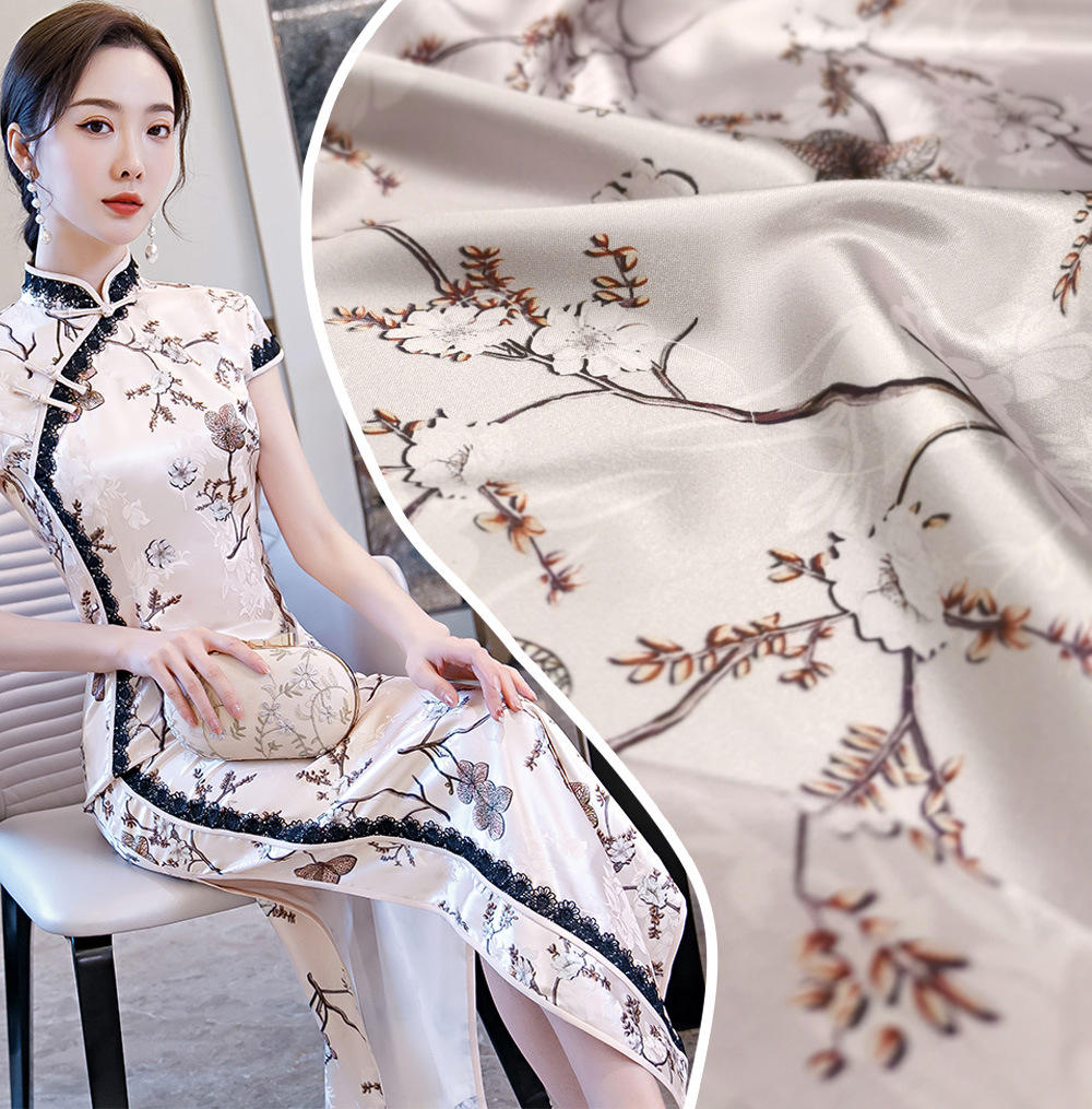 布料 印花旗袍连衣裙睡衣衬衫仿真丝面料服装丝绸绸缎仿醋酸弹力