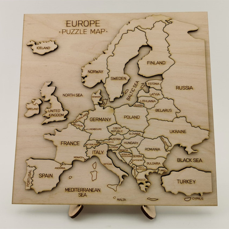 木质立体欧洲地图拼图 儿童地理知识认知拼图 国家地图拼图