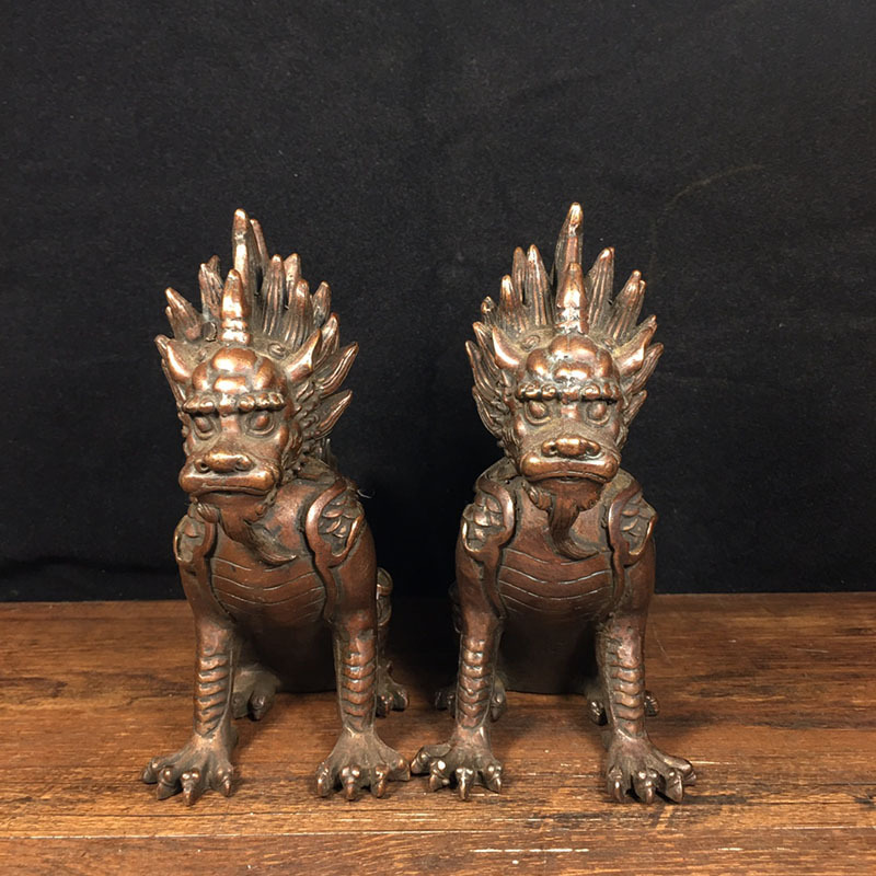 一件代发收藏古玩杂件仿古做旧铜獬豸瑞兽吉祥物摆件新品