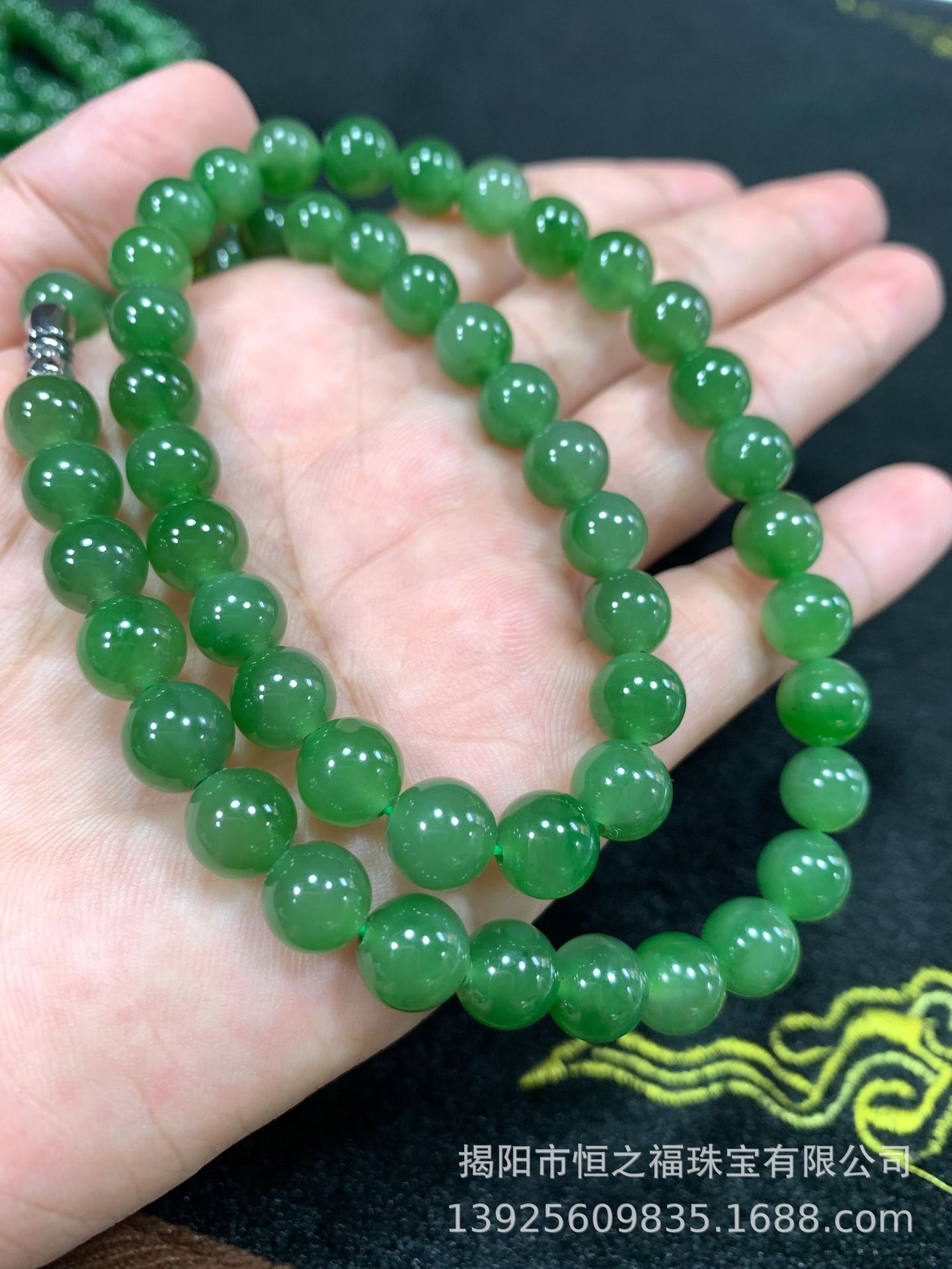 Jieyang Jade Factory Wholesale 8mm Hetian Jade Necklace Jade Bead Necklace 8mm Jade Jewelry