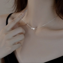 S925纯银珍珠项链女韩版轻奢锁骨链小众设计感百搭气质颈链送女友