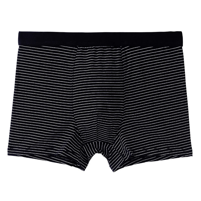Men's Cotton Mid-High Waist Underwear Loose plus Size Breathable Men's Boxers Striped Printed Cotton Boxers