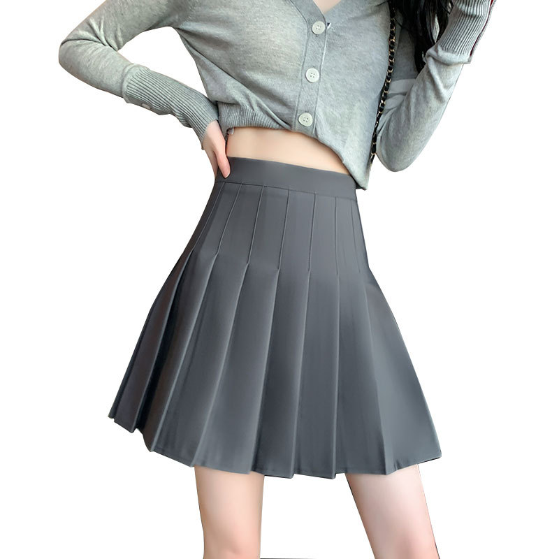 Khaki Pleated Skirt Women's High Waist Slimming 2023 Spring and Summer New Super-Hot Skirt Jk Skirt A- line Skirt