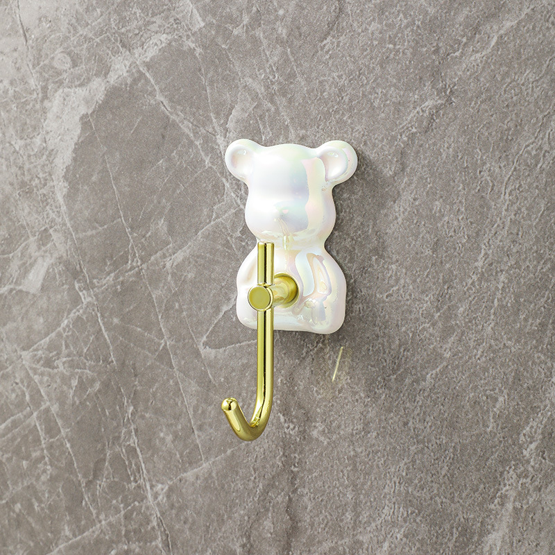 Creative Bear Light Luxury Hook Strong Adhesive Wall Mount Punch-Free Bathroom Bathroom Towels Door Entrance Clothes