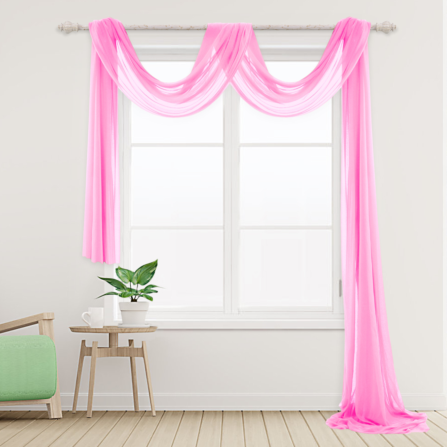 New Long Scarf Home Curtain Wedding Decoration Arch Ladder Decoration Tablecloth Bedroom Mesh Curtain Decoration