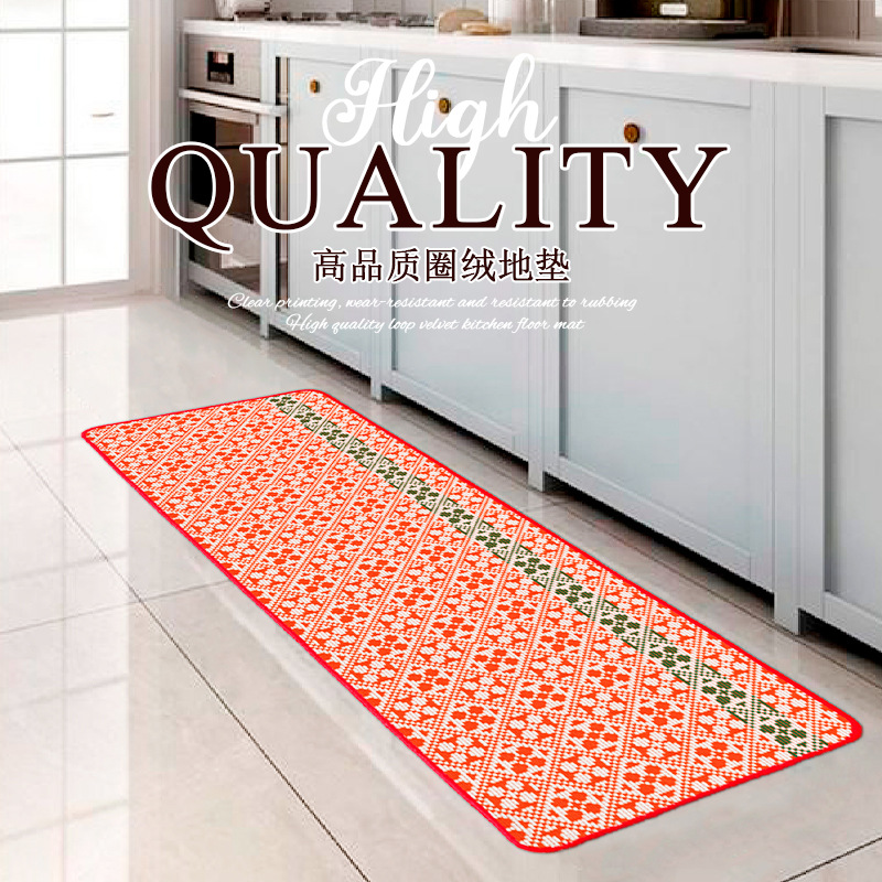 cross-border kitchen oil-proof floor mat home non-slip door mat full of stain-resistant large area mat carpet loop velvet