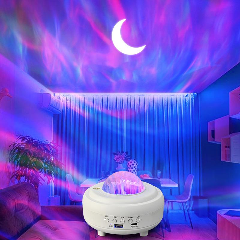 Popular Cross-Border Bluetooth Star Light Moon-Light Lamp Projection Lamp Ambience Light Subwoofer Colorful Northern Lights Small Night Lamp