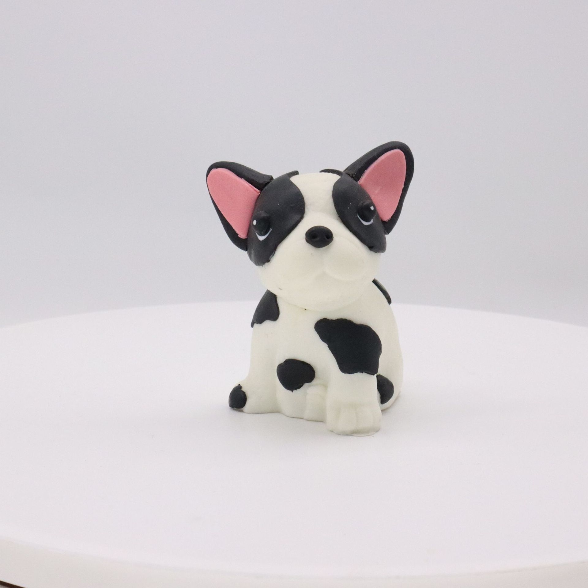 软陶蛋糕装饰 可爱的卡通斑点狗黑色狗立体小摆件 卡通蛋糕装饰品