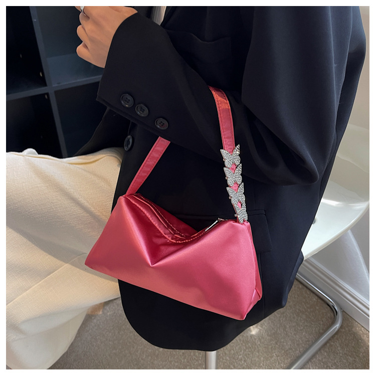 Trendy Women's Bags Niche Dinner Silk Shoulder Bag New Fashion Diamond Butterfly Trendy Portable Underarm Bag