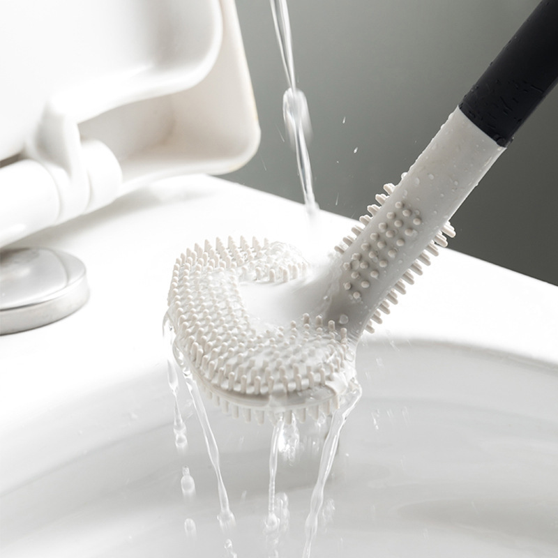 Golf Toilet Brush Household No Dead Angle Long Handle Silicone Brush Bathroom Integrated Self-Cleaning Toilet Brush