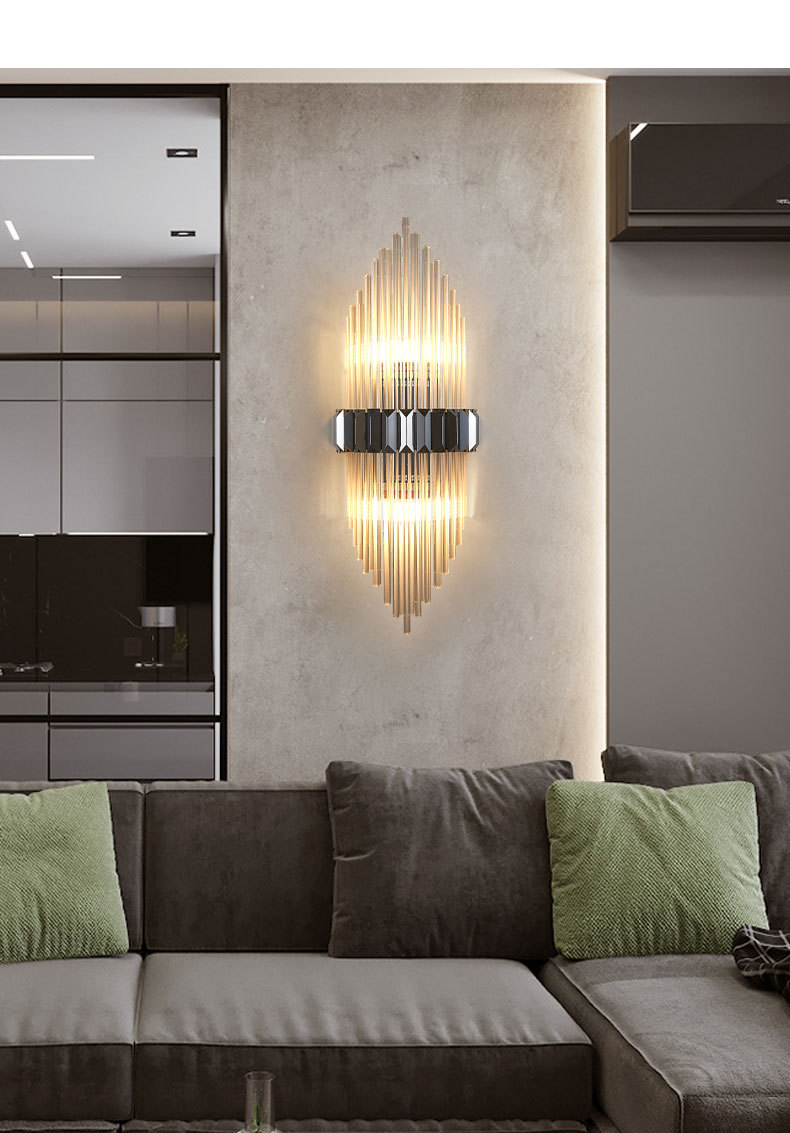 全铜水晶壁灯轻奢客厅电视卧室床头楼梯过道灯现代简约背景墙壁灯