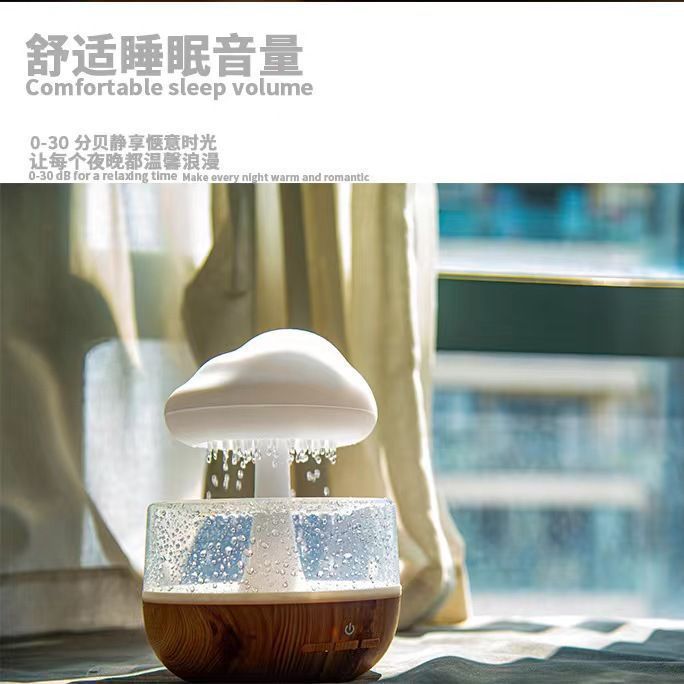 Creative Raindrop Humidifier Aroma Diffuser Cloud Rain Colorful Mushroom Lamp Cloud Essential Oil Humidifier Gradient Ambience Light