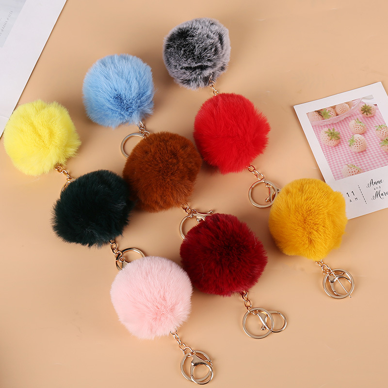 Internet Celebrity Plush Key Chain Schoolbag Cute Pendant Jewelry Pendant Cross-Border Hot Bag Key Ring Color Hanging Buckle