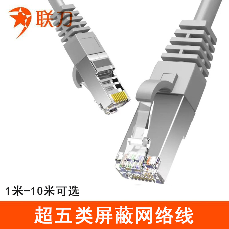 联刀 超五类屏蔽网络跳线八芯双绞 CAT5e家用工程成品网络跳线10m