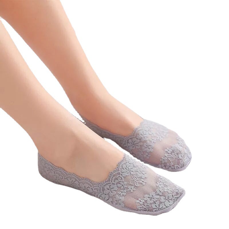 New Lace Ankle Socks Women's Summer Thin Low Cut Silicone Anti-Slip Invisible Socks Tight Socks Factory Wholesale