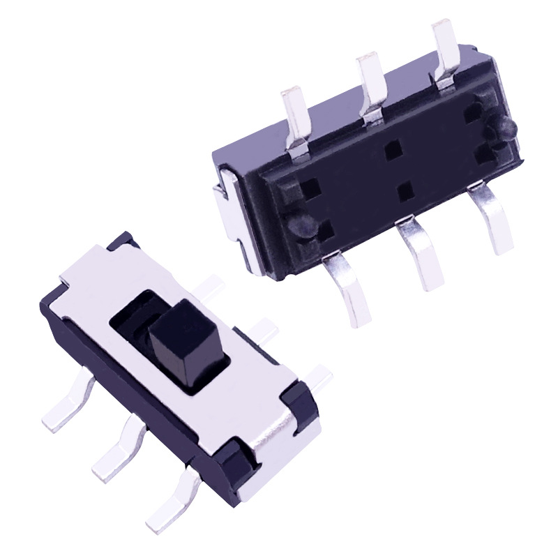 小微型拨动开关6脚立式贴片手柄2hmm滑动拨动开关