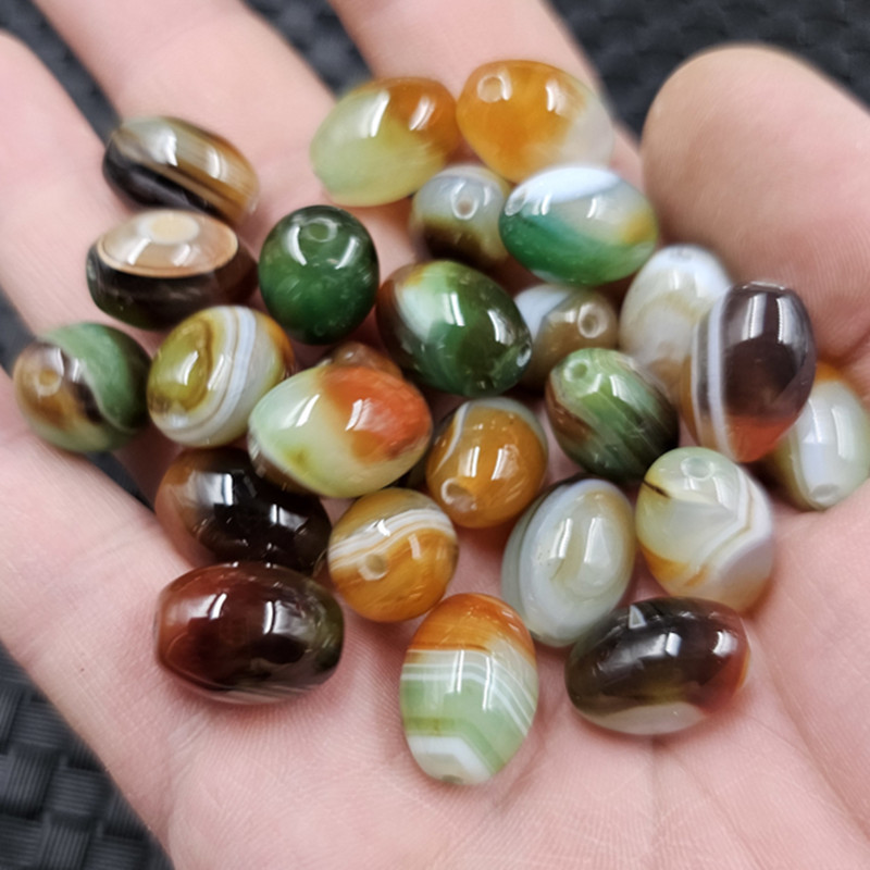 孔雀玛瑙米珠玉石散珠紫绿玛瑙椭圆路路通手链项链饰品配件手工珠