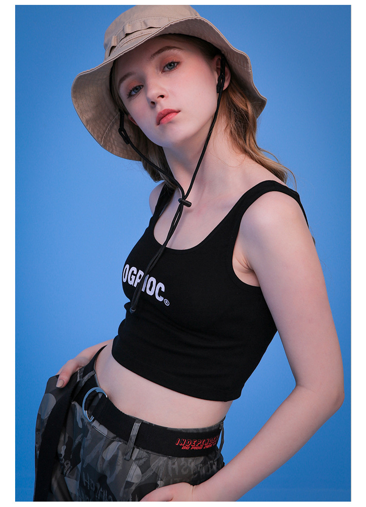 黑色无袖吊带运动小背心女外穿跑步背心式健身短款紧身潮夏
