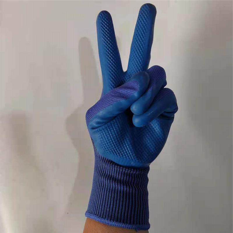 现货销售纯胶皮手套 蓝色胶皮防护手套 劳保手套 劳保用品