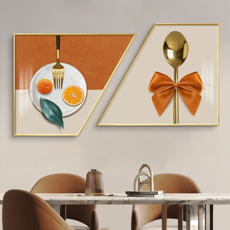 暖居餐厅装饰画现代简约餐桌背景墙壁画新中式温馨饭厅组合挂画
