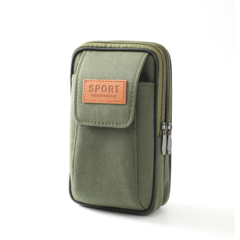 Waist Bag Canvas Mobile Phone Bag Wholesale Pannier Bag Belt Cell Phone Case Mini Waist Hanging Construction Site Multi-Functional Waist Bag Men