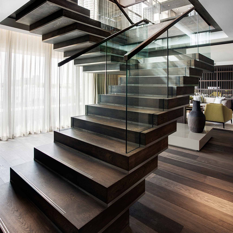 全屋定制别墅复式楼梯背景墙木饰面入户玄关加工定做扶手木楼梯