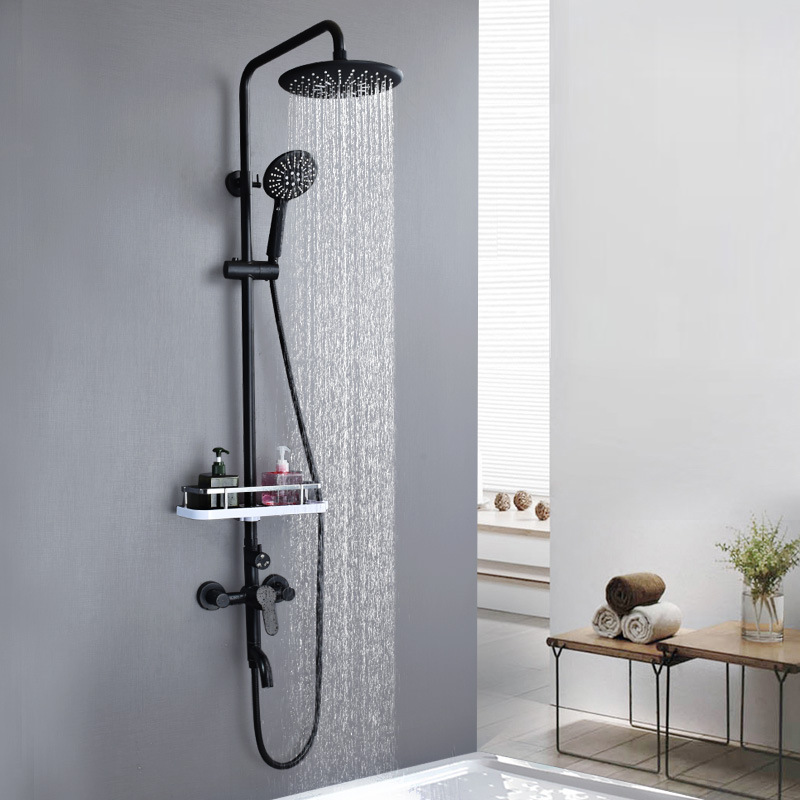不锈钢明装挂墙式花洒黑色酒店洗浴中心卫浴沐浴淋浴喷头套装