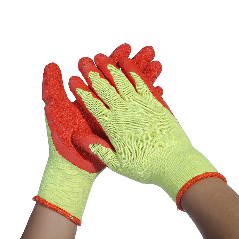 Nylon Nitrile Gloves Construction Site Non-Slip Rubber Hanged Labor Gloves Work Wear-Resistant Warm Latex Dipped Gloves