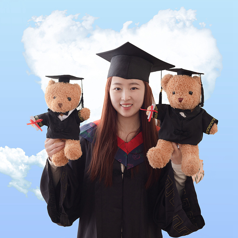 博士帽小熊公仔毛绒玩具学士服泰迪熊玩偶学生幼儿园礼物毕业熊