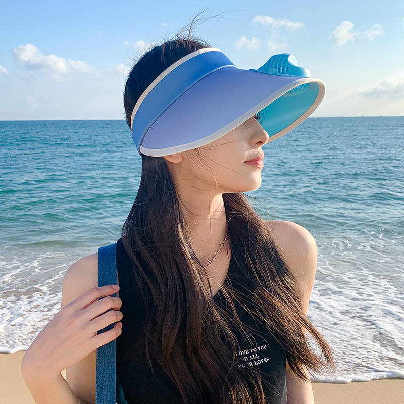 Sun Protection Sun Hat Female Summer Travel Color Gradient Outdoor Topless Hat Foldable Adjustable Women's Hat Wholesale