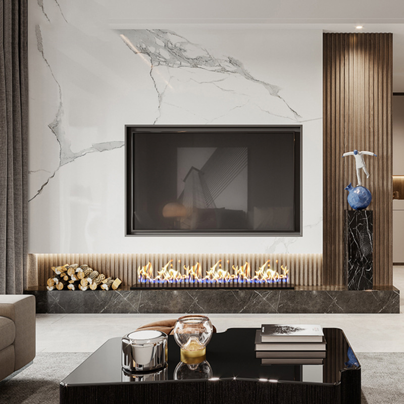 酒精壁炉厂家智能室内取暖器嵌入式别墅真火装饰电视背景墙