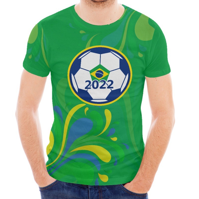 男士t恤巴西法国英格兰西班牙队印花2022足球球迷用品跨境外贸