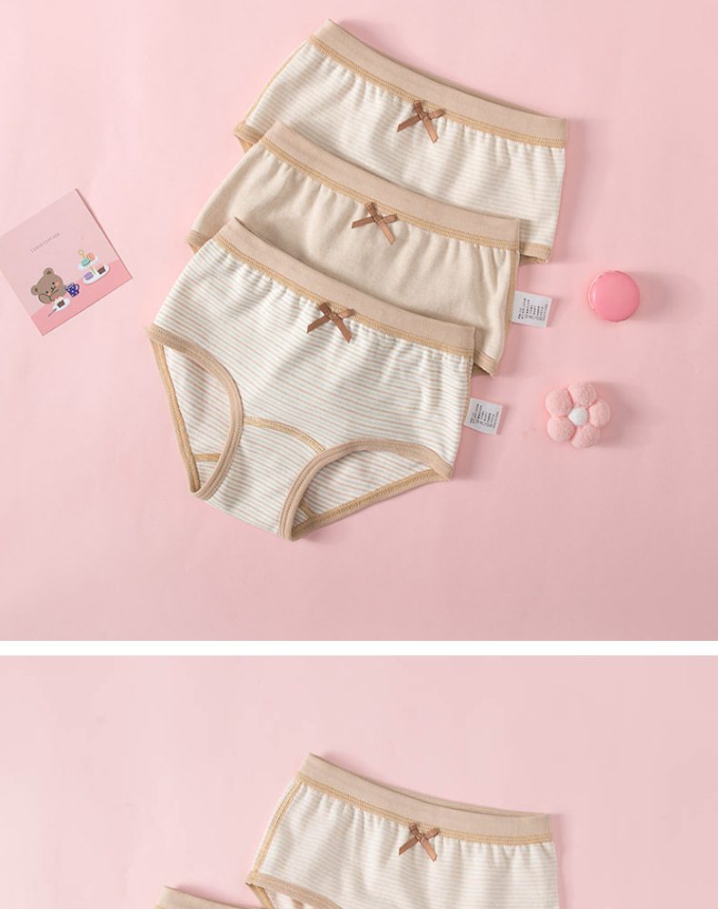 彩棉春秋女童三角裤 女大童全棉儿童内裤 学生宝宝三角短裤3条装