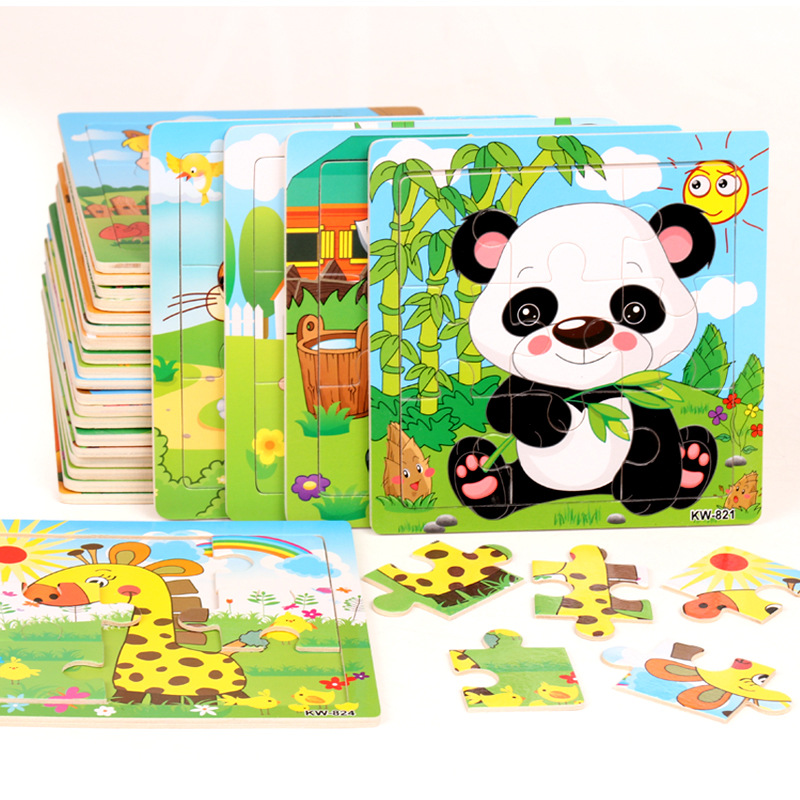 children‘s early childhood education wooden 9-piece animal puzzle puzzle baby 0-1-2-3 years old wooden puzzle stall toys