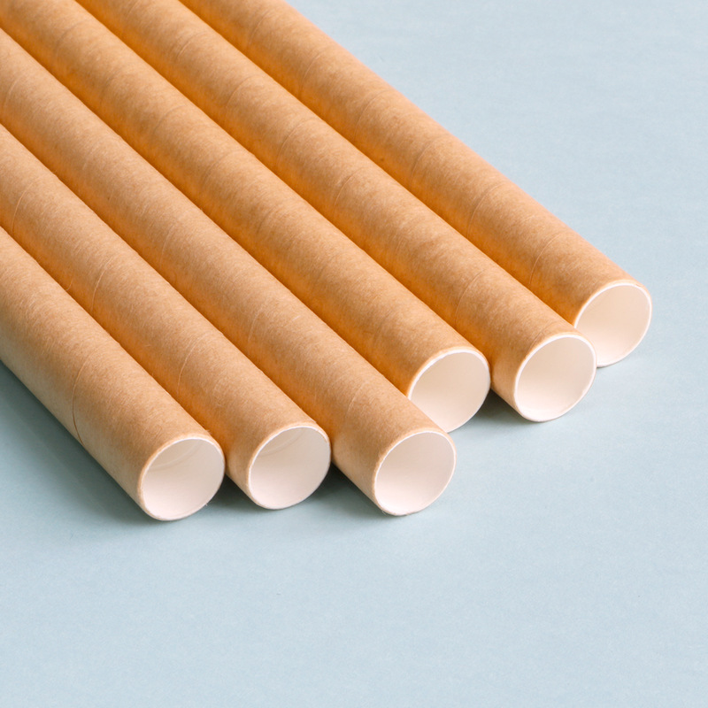 厂家供应一次性牛皮纸吸管12mm斜口纸吸管可定制珍珠奶茶纸吸管