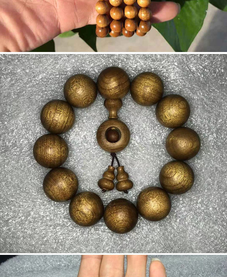 【厂家直销】四川金丝楠木手串沉金丝楠佛珠拆房老料108颗手链