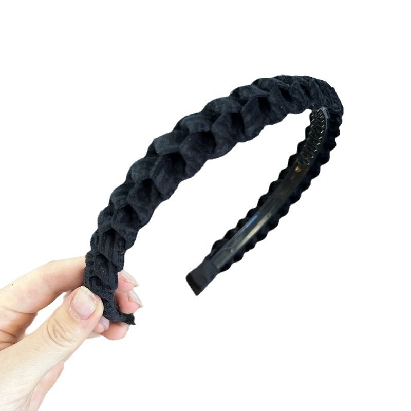 Maillard Fashionable High-Grade Simple Trendy Woven Twisted Toothed Non-Slip Headband Female High Skull Top Hair Band
