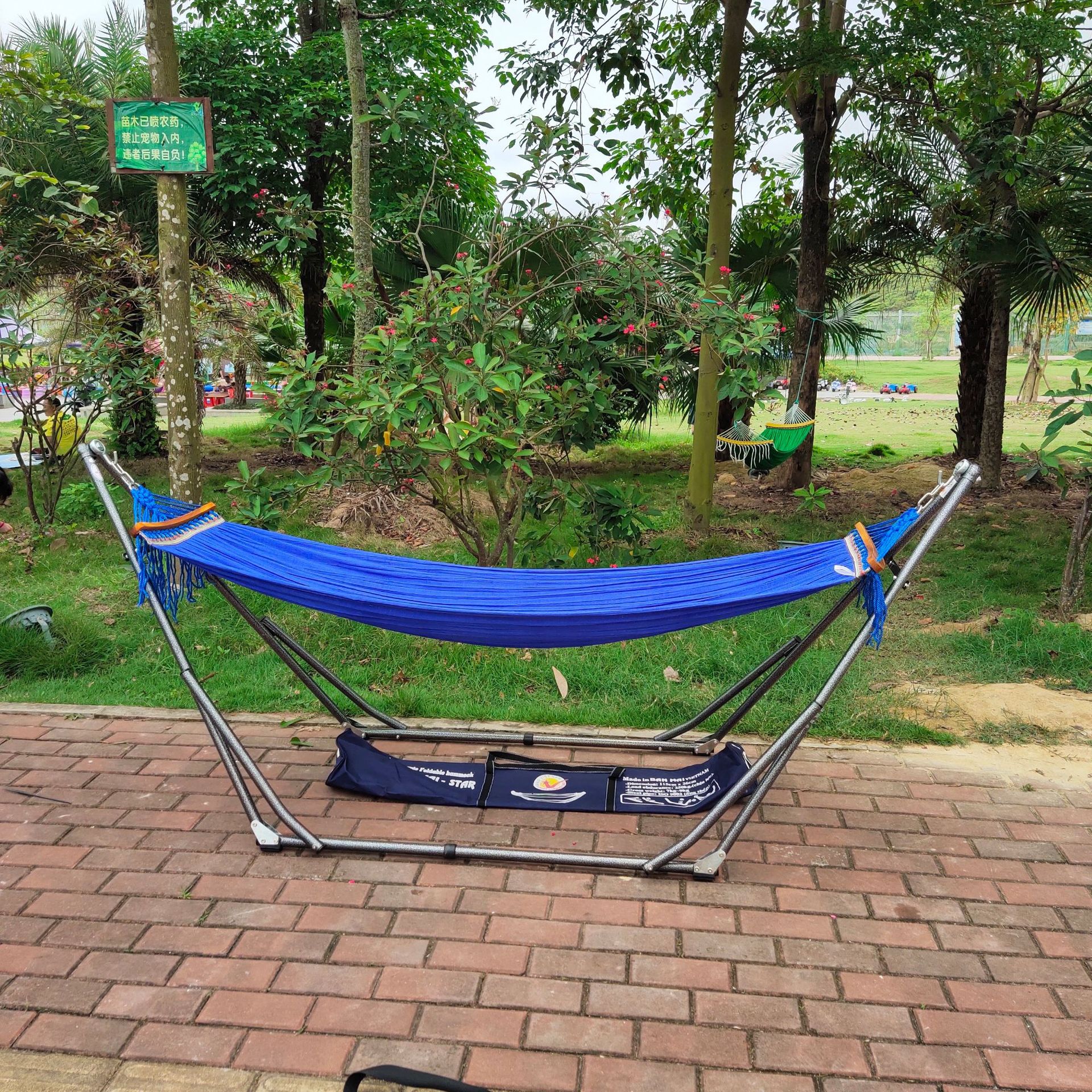越南进口黑精钢banmai折叠吊床网床户外休闲床摇床摇椅 整套