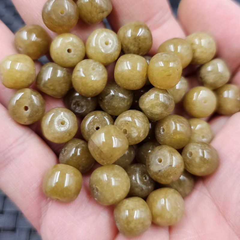 且末糖色老型珠玉石散珠红糖色石英岩玉路路通珠子diy饰品配件珠