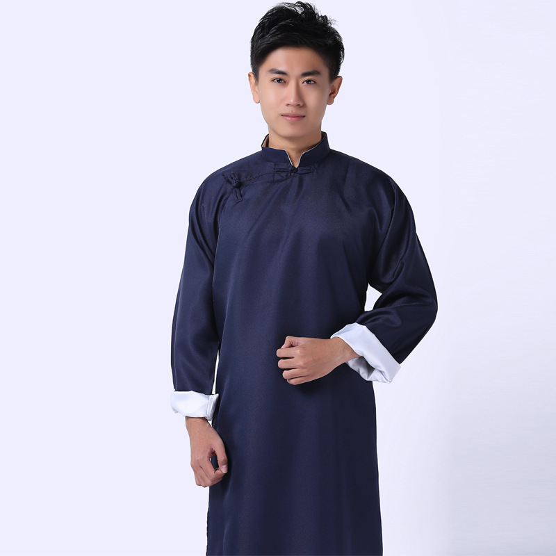 民国学生长袍马褂小品评书长衫相声大褂表演出服装中式盘扣古装