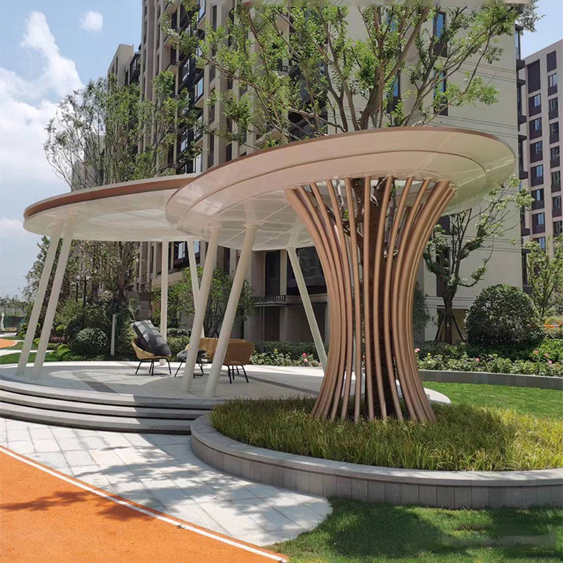 大型不锈钢雕塑园林景观户外美陈装饰城市公园广场廊架标志摆件