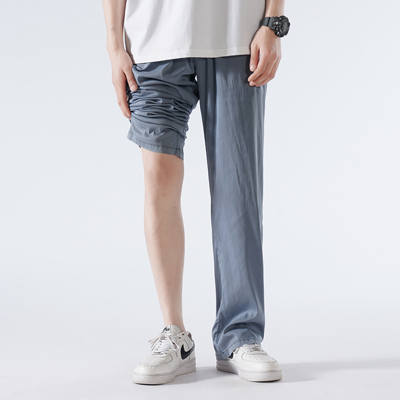 Lyocell Ice Silk Thin Jeans Men's Summer New Fashion Brand Straight Loose Super Soft Draping Effect Long Pants Men