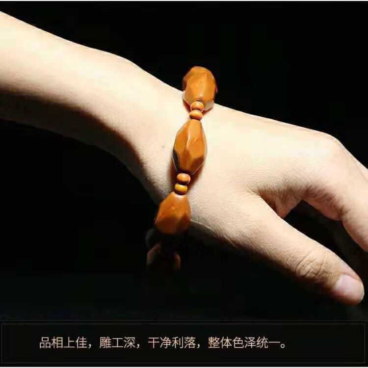 橄榄核多棱素核手串油核项链十八棱扭转长串素珠脖挂多棱手串乔迁-阿