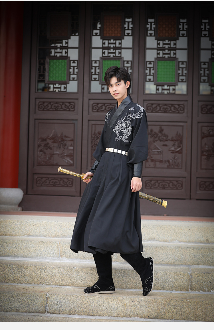 中国风飞鱼服男成人古装 中国龙复古锦衣卫武侠风舞台表演服团体