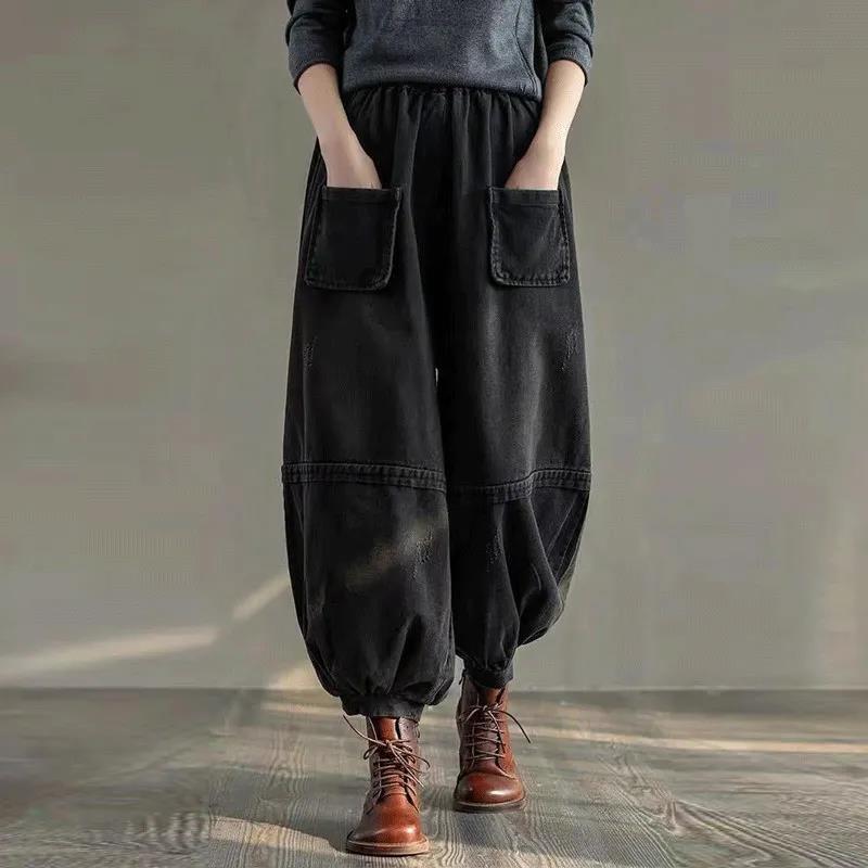 春秋牛仔灯笼裤