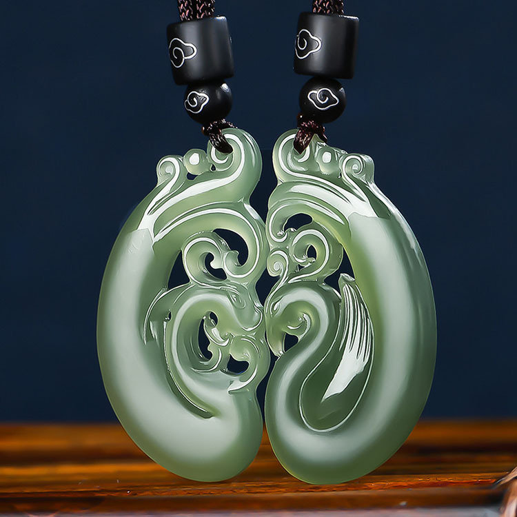 新疆和田玉龙凤佩玉吊坠龙凤呈祥男女士情侣款玉坠玉石玉佩-阿里巴巴
