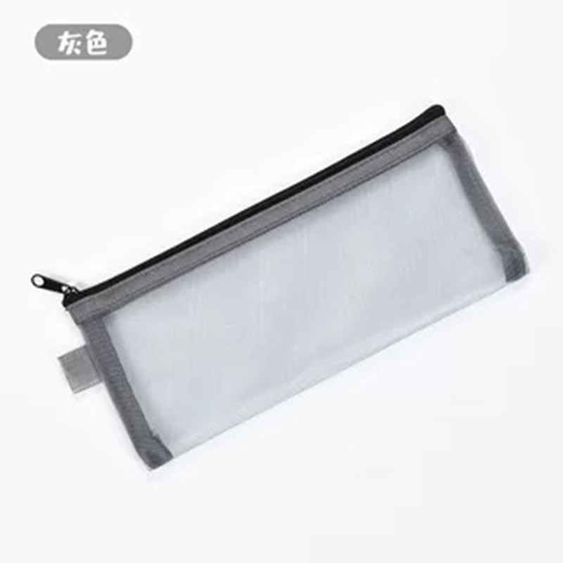 Mesh Pencil Case Transparent Stationery Case Korean Simple and Portable Only for Student Exams Pencil Bag Zipper Bag Paper Bag